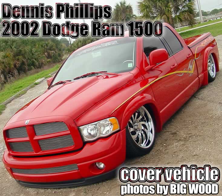 Dodge Ram Quad Cab 1500 Sport Lowrider Pickup 2002 Red with Flames 