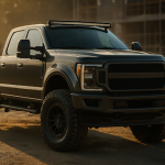 Robust pickup truck parked at a construction site