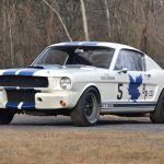 1965 Shelby GT350R Fastback race car white with blue stripes Mecum Indy auction