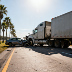 Big rig truck and passenger car collision on a Florida roadway illustrating truck accident safety risks in Tampa