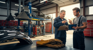 Custom auto shop injuries and workplace safety in a professional garage