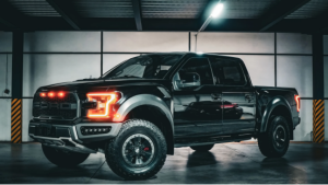 LED headlights installed on a pickup truck for improved nighttime visibility