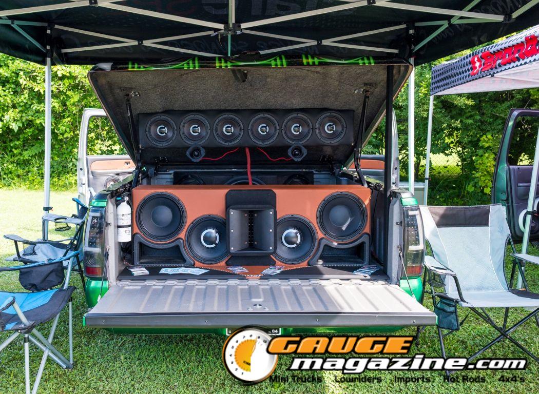 Car audio competitors demonstrate custom sound systems during Slamology 2026 Audio