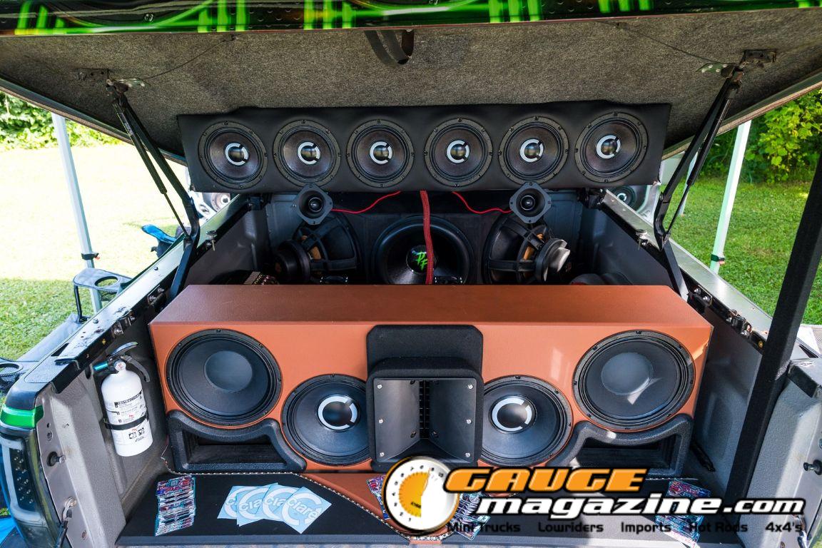 Car audio competitors demonstrate custom sound systems during Slamology 2026 Audio