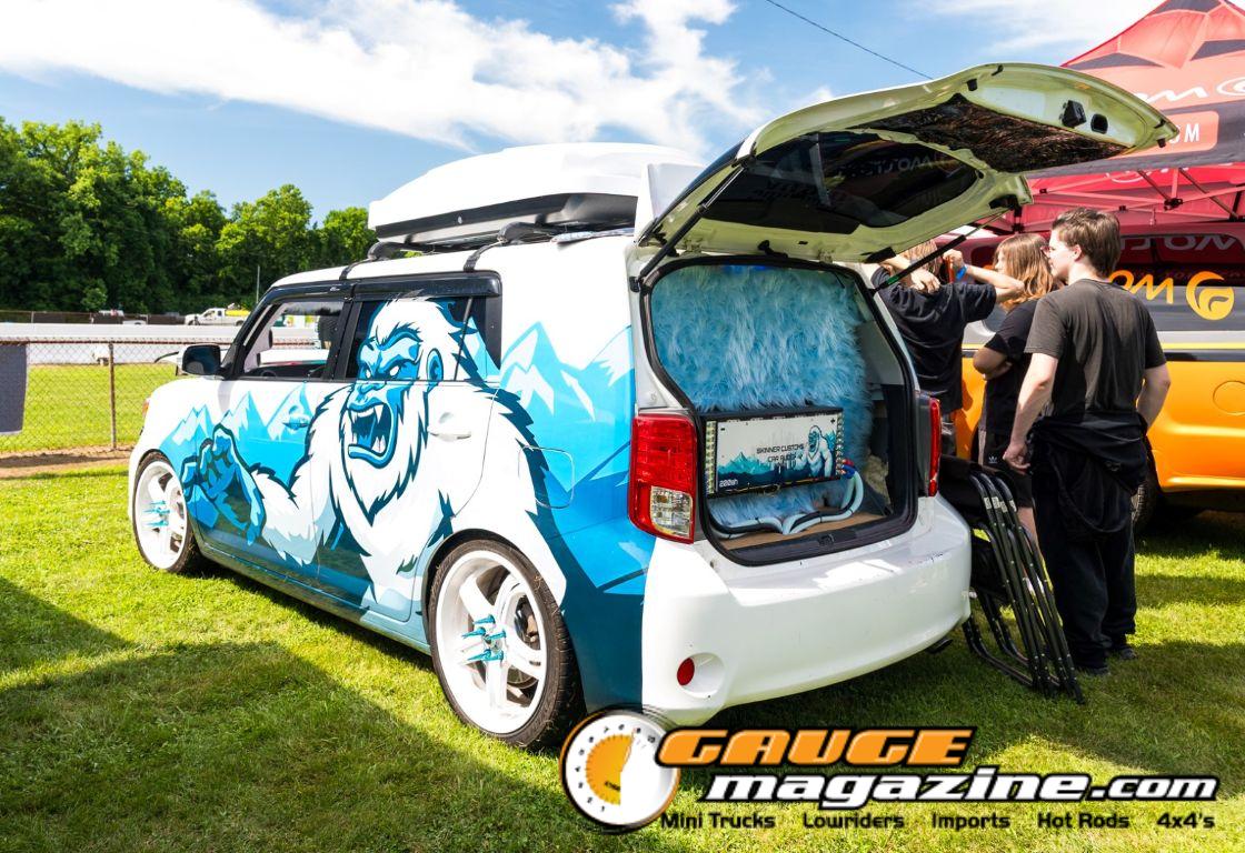 Car audio competitors demonstrate custom sound systems during Slamology 2026 Audio