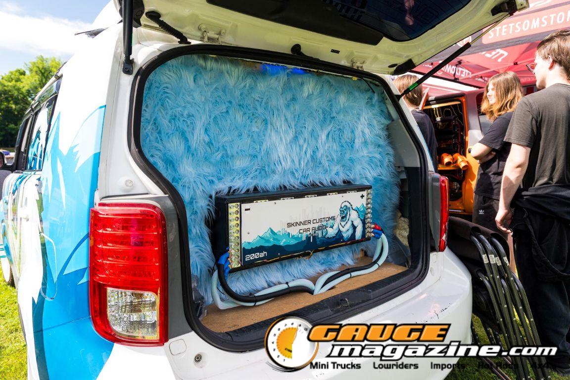Car audio competitors demonstrate custom sound systems during Slamology 2026 Audio
