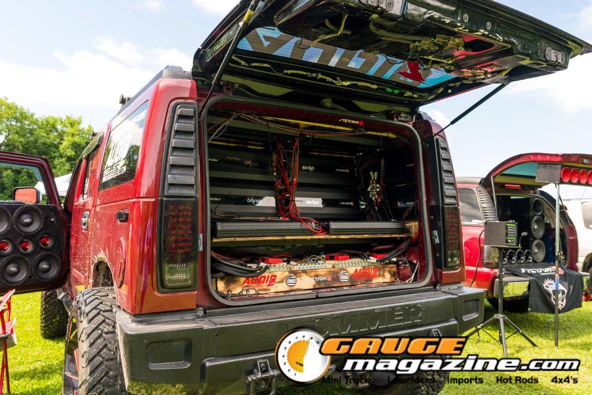 Car audio competitors demonstrate custom sound systems during Slamology 2026 Audio