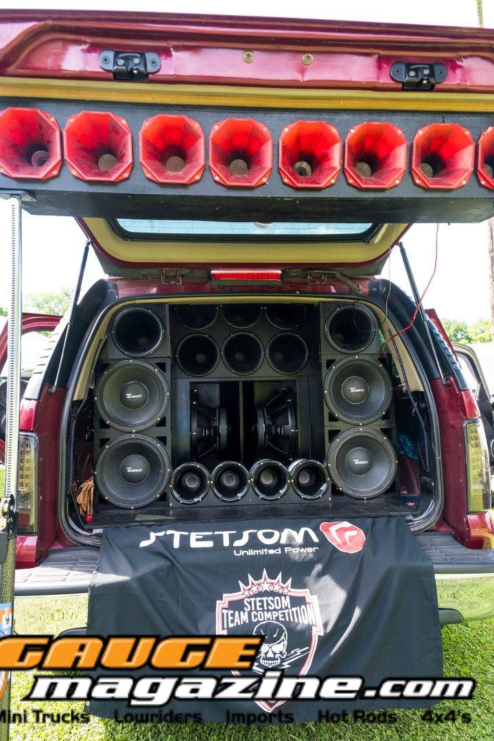 Car audio competitors demonstrate custom sound systems during Slamology 2026 Audio