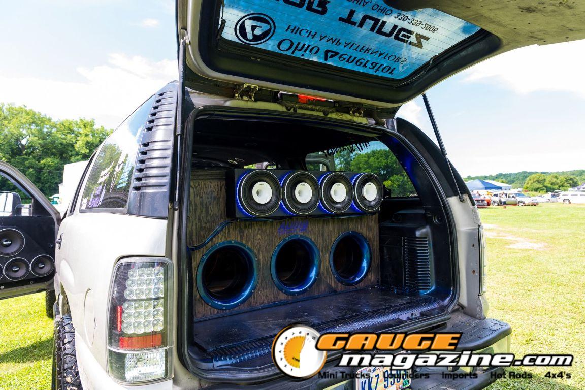 Car audio competitors demonstrate custom sound systems during Slamology 2026 Audio