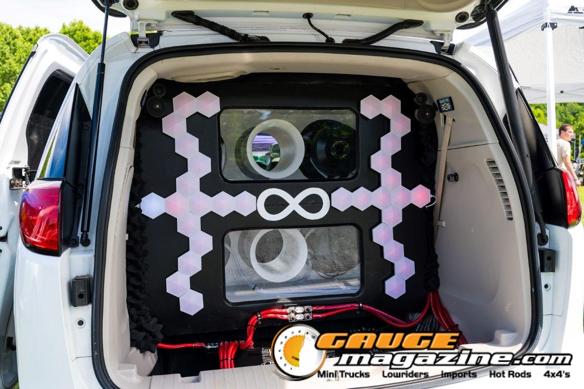 Car audio competitors demonstrate custom sound systems during Slamology 2026 Audio