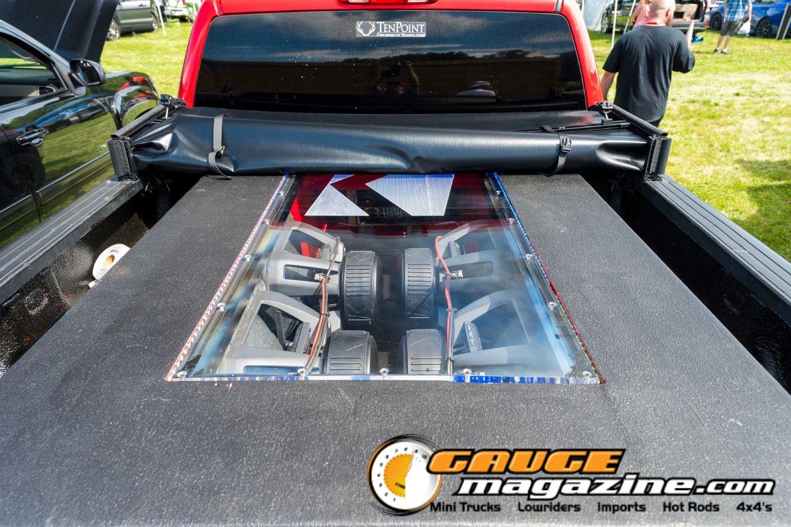 Car audio competitors demonstrate custom sound systems during Slamology 2026 Audio