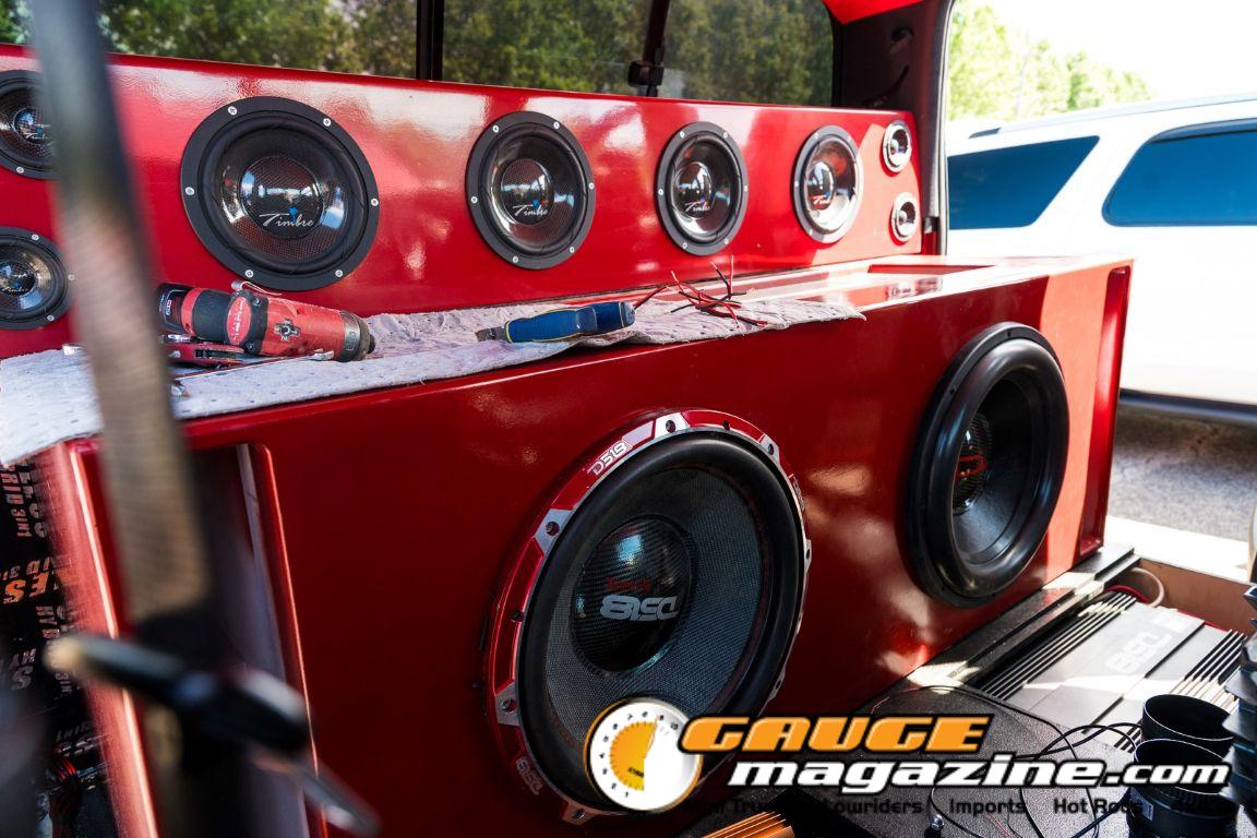 Car audio competitors demonstrate custom sound systems during Slamology 2026 Audio