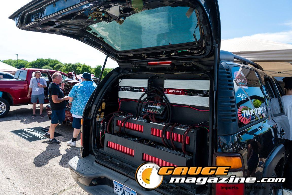 Car audio competitors demonstrate custom sound systems during Slamology 2026 Audio