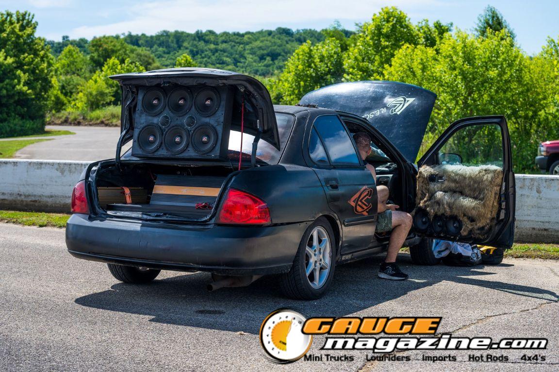 Car audio competitors demonstrate custom sound systems during Slamology 2026 Audio