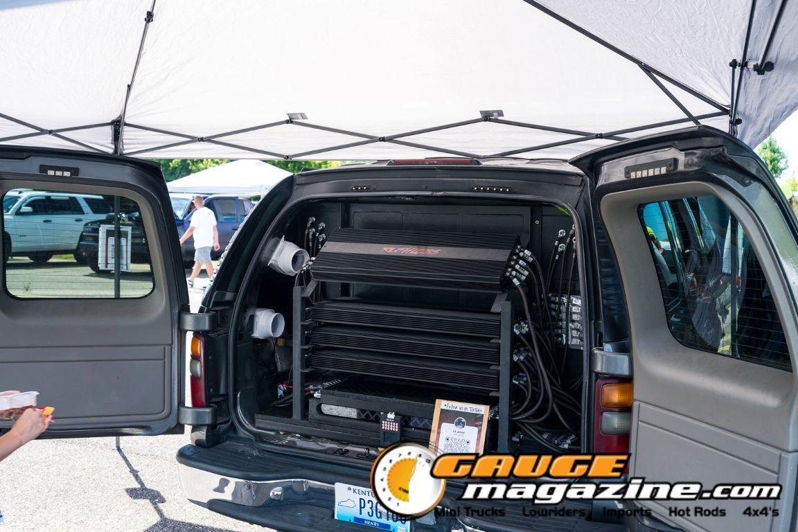 Car audio competitors demonstrate custom sound systems during Slamology 2026 Audio