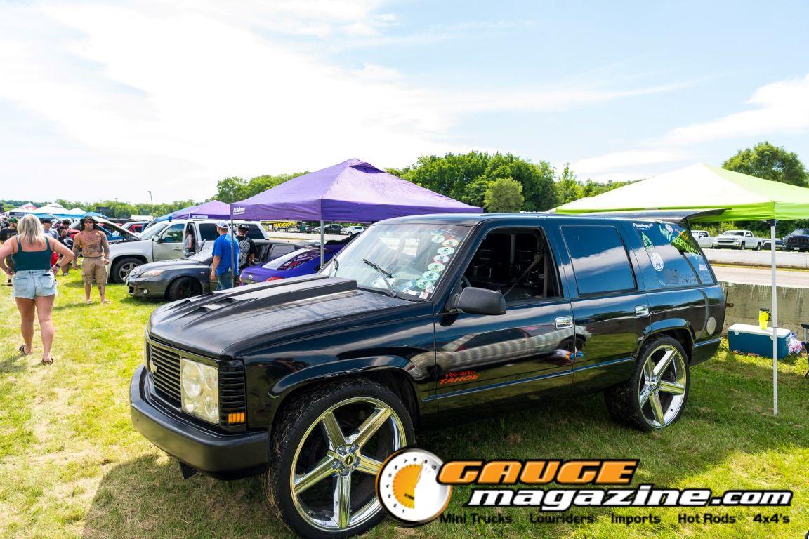 Car audio competitors demonstrate custom sound systems during Slamology 2026 Audio