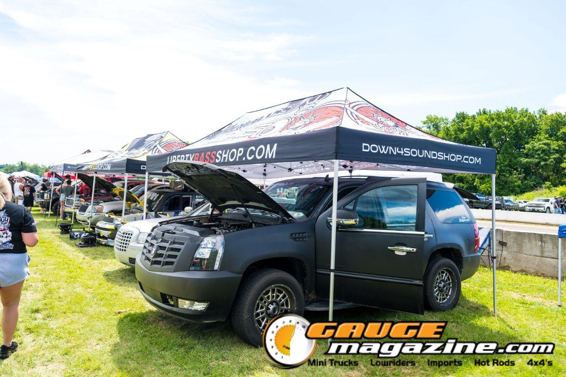 Car audio competitors demonstrate custom sound systems during Slamology 2026 Audio