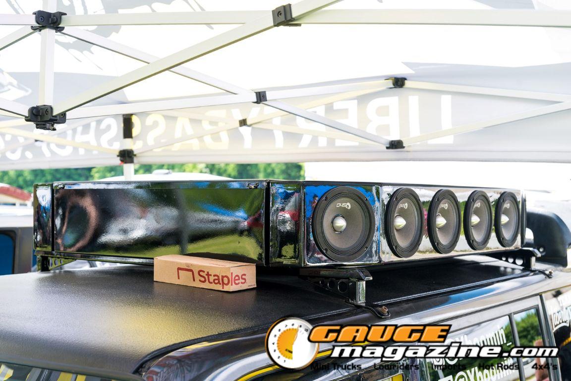 Car audio competitors demonstrate custom sound systems during Slamology 2026 Audio