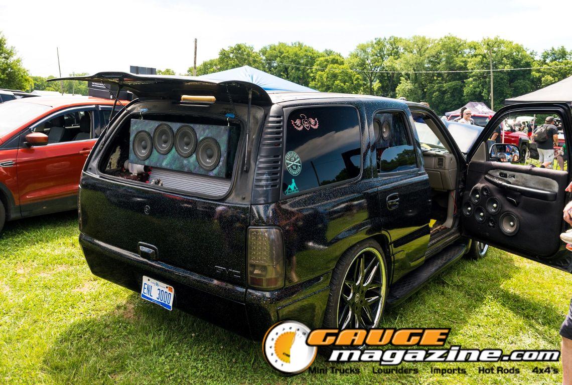 Car audio competitors demonstrate custom sound systems during Slamology 2026 Audio