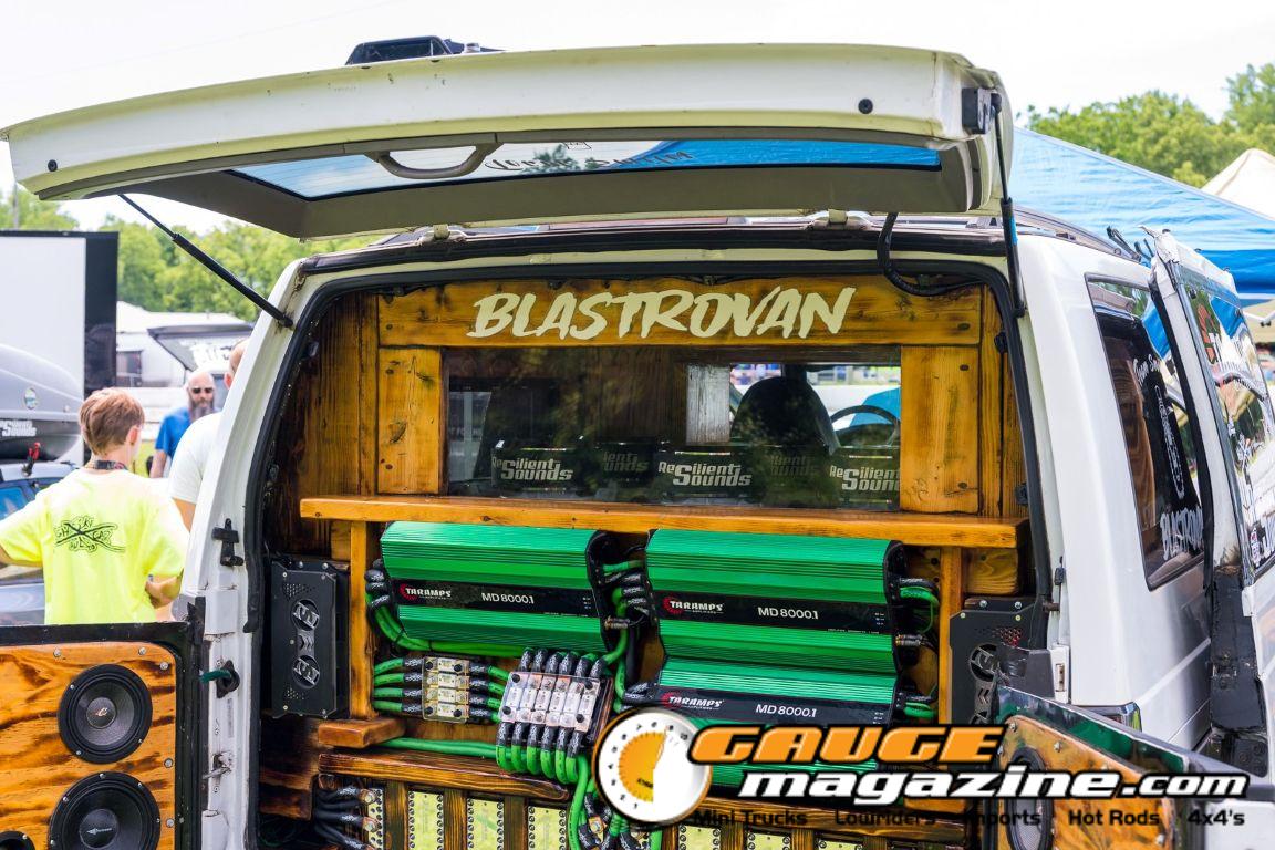 Car audio competitors demonstrate custom sound systems during Slamology 2026 Audio