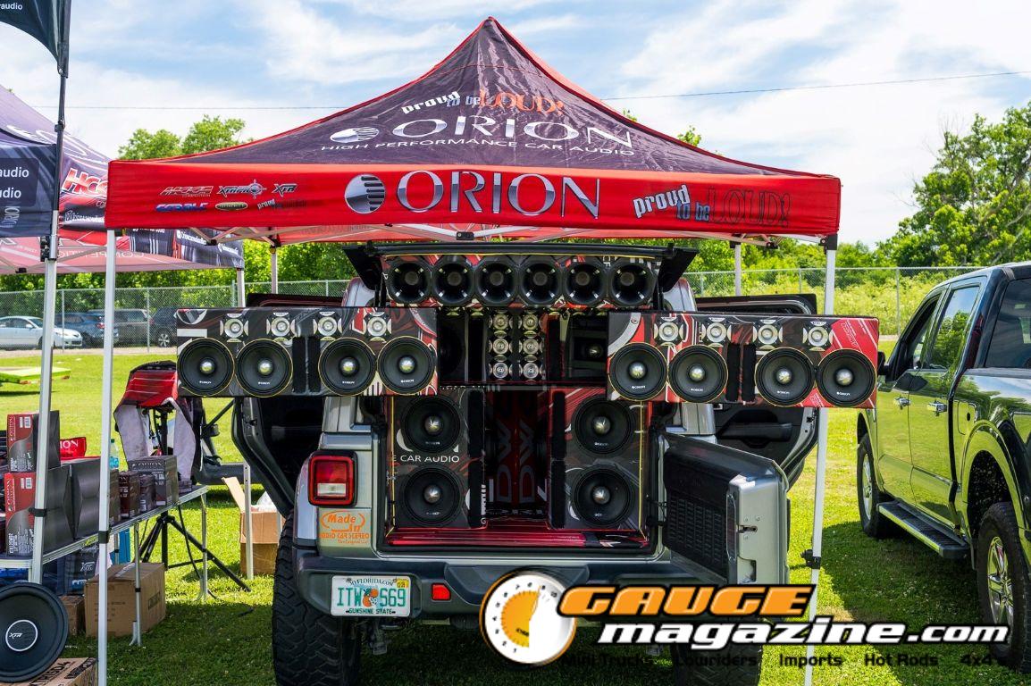 Car audio competitors demonstrate custom sound systems during Slamology 2026 Audio