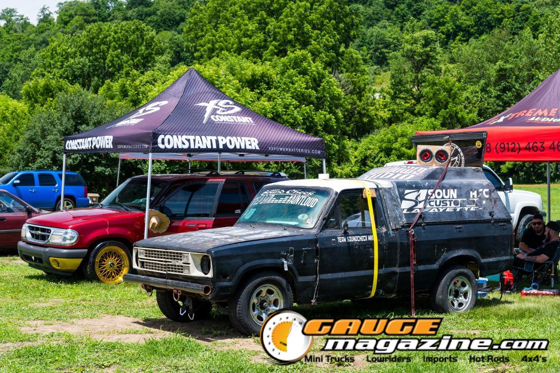 Car audio competitors demonstrate custom sound systems during Slamology 2026 Audio