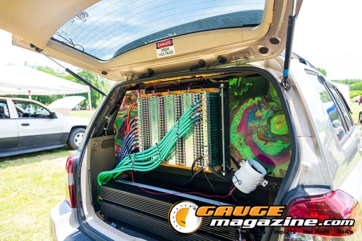 Car audio competitors demonstrate custom sound systems during Slamology 2026 Audio