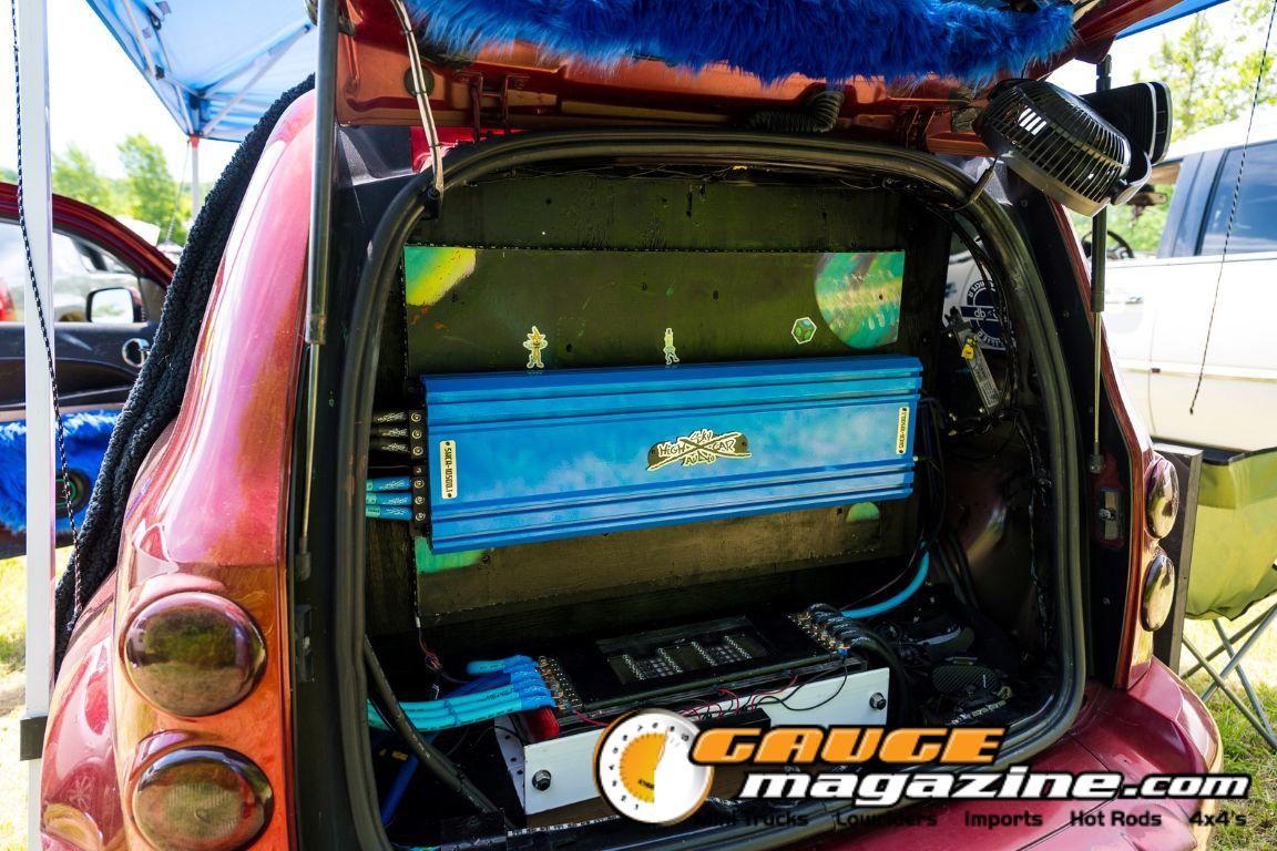 Car audio competitors demonstrate custom sound systems during Slamology 2026 Audio