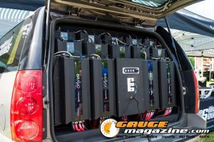 Car audio competitors demonstrate custom sound systems during Slamology 2026 Audio