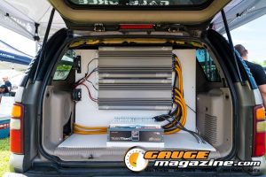 Car audio competitors demonstrate custom sound systems during Slamology 2026 Audio