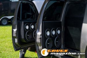 Car audio competitors demonstrate custom sound systems during Slamology 2026 Audio