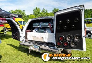 Car audio competitors demonstrate custom sound systems during Slamology 2026 Audio