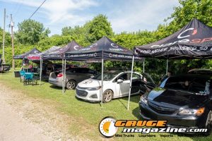 Car audio competitors demonstrate custom sound systems during Slamology 2026 Audio