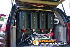 Car audio competitors demonstrate custom sound systems during Slamology 2026 Audio