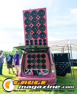 Car audio competitors demonstrate custom sound systems during Slamology 2026 Audio