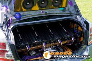 Car audio competitors demonstrate custom sound systems during Slamology 2026 Audio