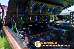 Car audio competitors demonstrate custom sound systems during Slamology 2026 Audio