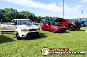 Car audio competitors demonstrate custom sound systems during Slamology 2026 Audio