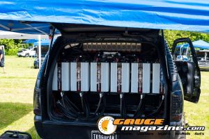 Car audio competitors demonstrate custom sound systems during Slamology 2026 Audio