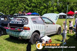 Car audio competitors demonstrate custom sound systems during Slamology 2026 Audio