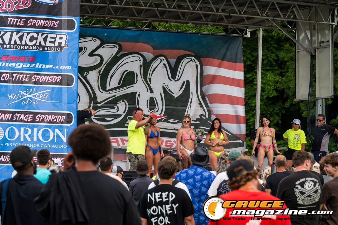 Contestants on the Orion Car Audio Stage during the Slamology 2026 Bikini Contest