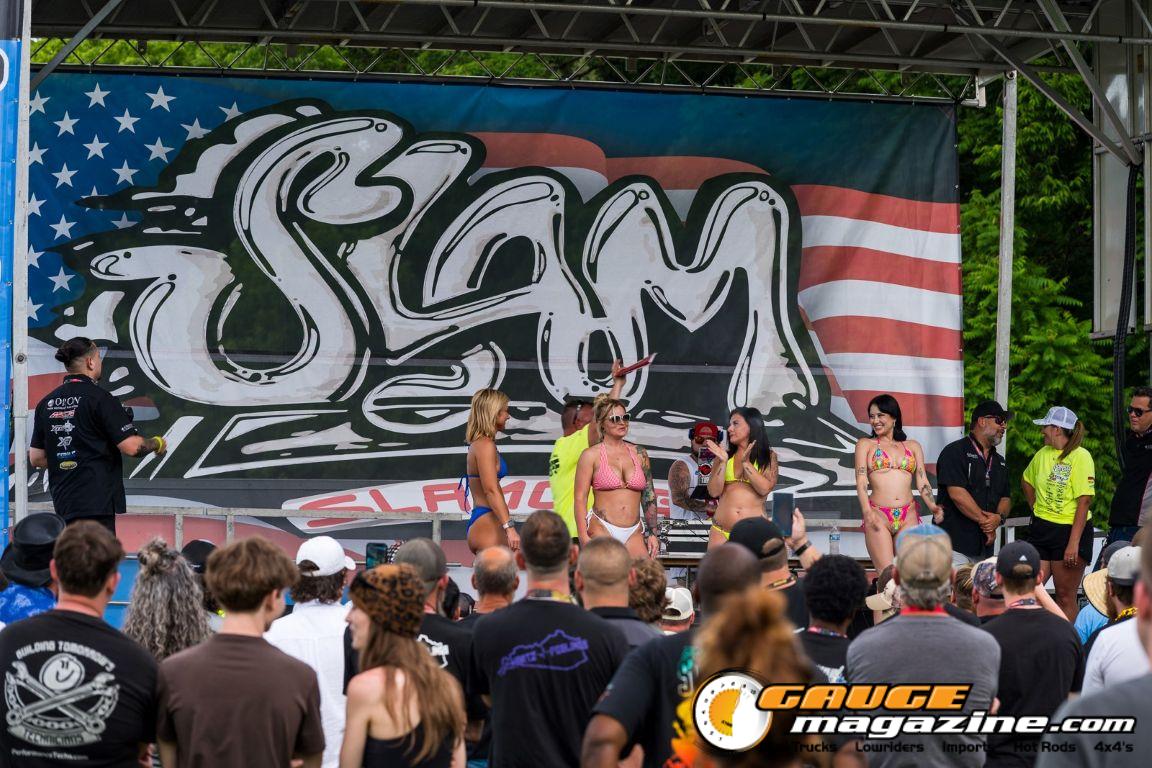 Contestants on the Orion Car Audio Stage during the Slamology 2026 Bikini Contest