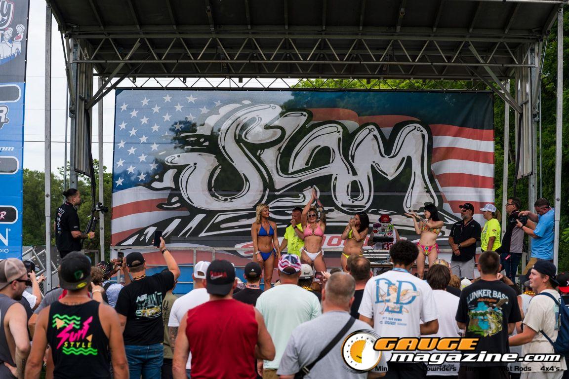 Contestants on the Orion Car Audio Stage during the Slamology 2026 Bikini Contest