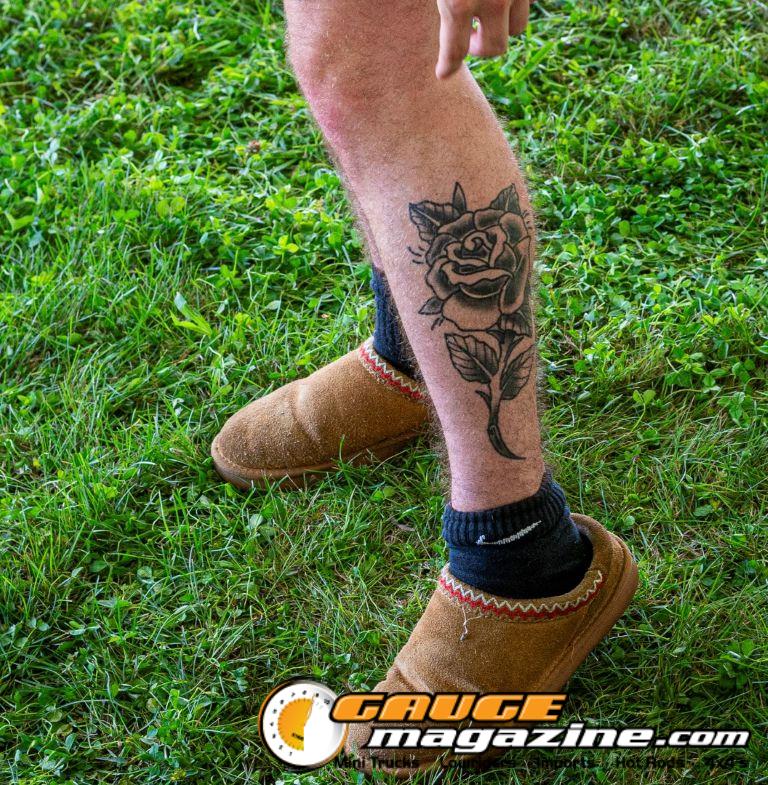 Contestants showing tattoo artwork during the Slamology 2026 Tattoo Contest on the Orion Car Audio Stage