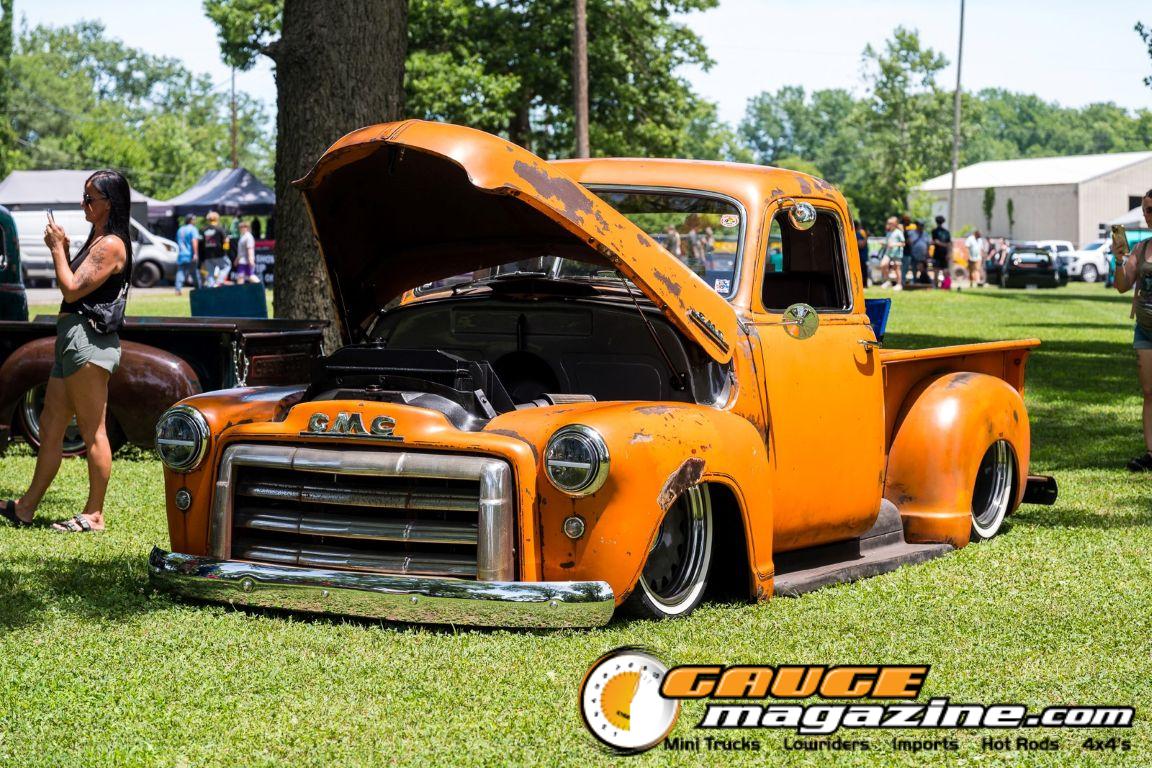 Custom trucks on display during Slamology 2026 Trucks