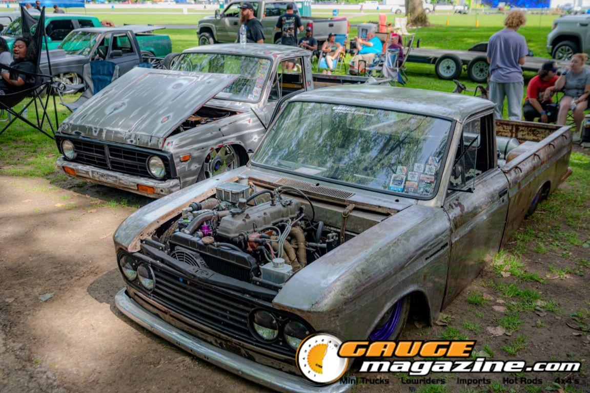 Custom trucks on display during Slamology 2026 Trucks