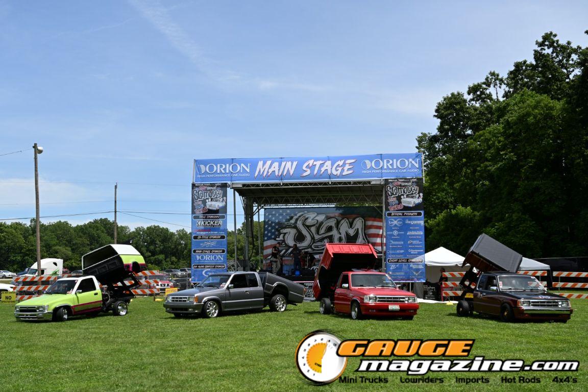 Custom trucks on display during Slamology 2026 Trucks