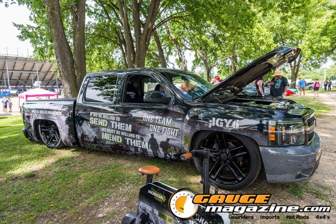 Custom trucks on display during Slamology 2026 Trucks