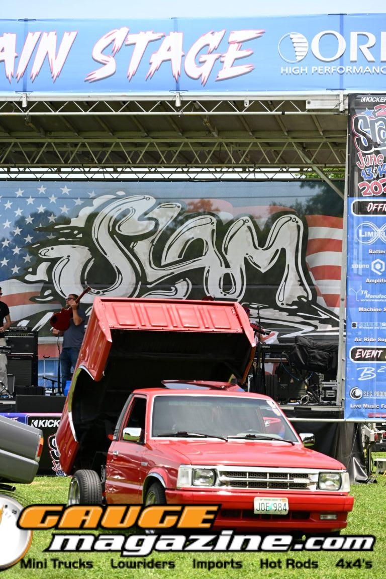 Custom trucks on display during Slamology 2026 Trucks