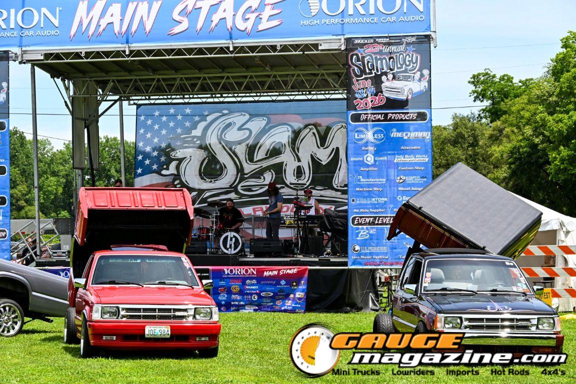 Custom trucks on display during Slamology 2026 Trucks